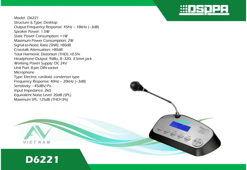 DSPPA D6221 - Micro chủ tọa có dây tích hợp chức năng bỏ phiếu