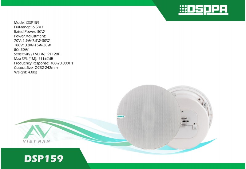 DSPPA DSP159 - Loa âm trần ABS có biến áp 6,5 inch 30W