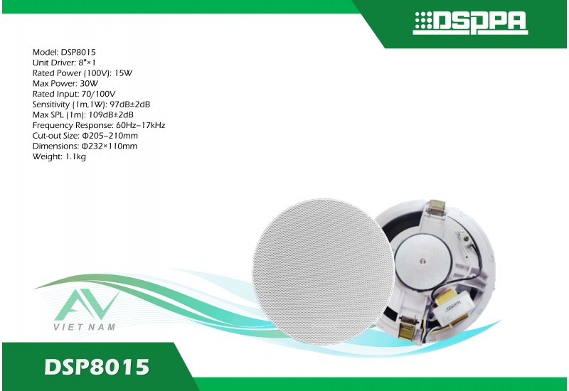 DSPPA DSP8015 - Loa âm trần 8 inch 15W