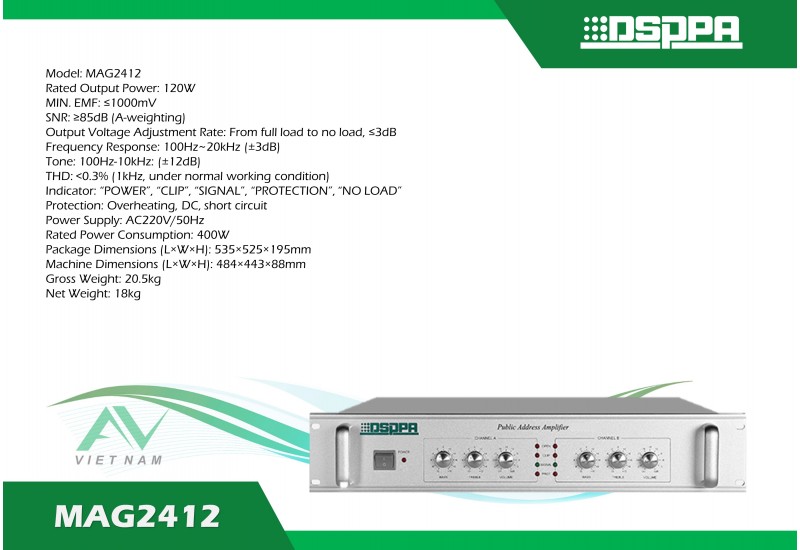 DSPPA MAG2412 - Bộ khuếch đại Dante 120W
