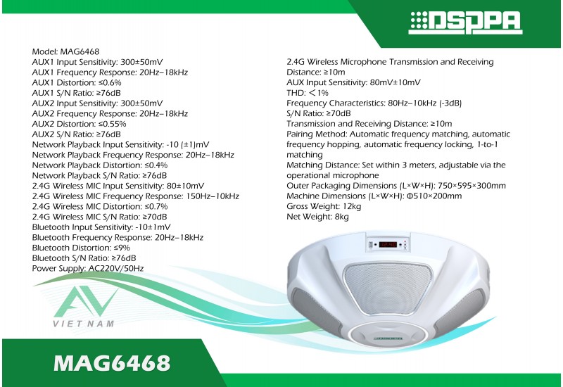 DSPPA MAG6468 - Loa gắn trần giảng dạy