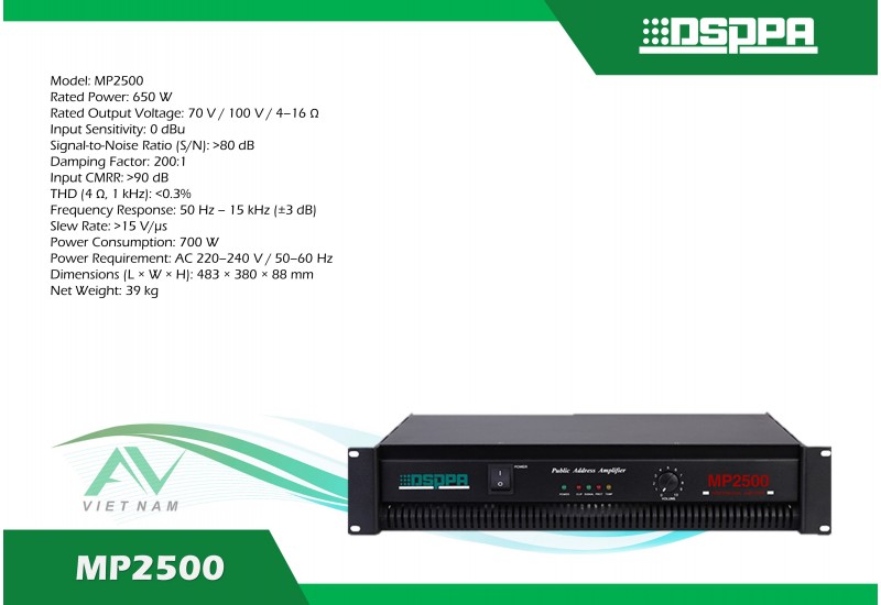 DSPPA MP2500 - Bộ khuếch đại 650W