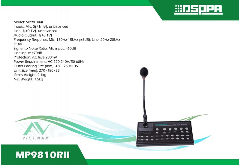 DSPPA MP9810RII - Micro nhắn tin của hệ thống âm thanh công cộng