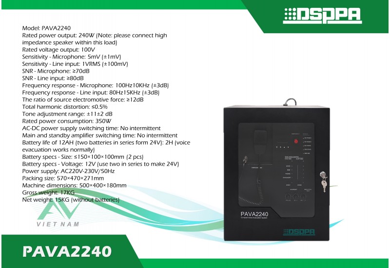 DSPPA PAVA2240 - Hệ thống thông báo sơ tán đa nhiệm
