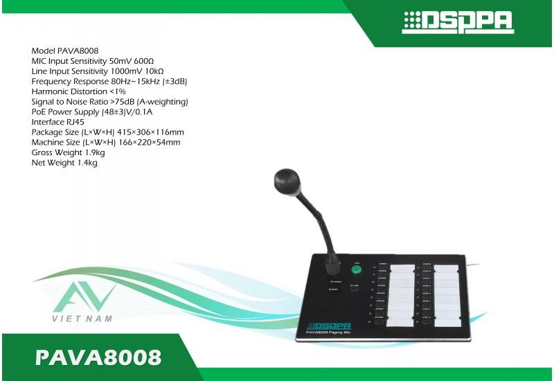 DSPPA PAVA8008 - Máy nhắn tin hệ thống báo động bằng giọng nói