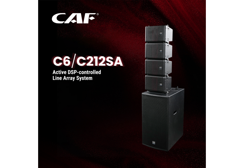 Bộ loa CAF Audio C6 gồm 8 chiếc loa array model C6 và 2 chiếc loa siêu trầm model C212SA